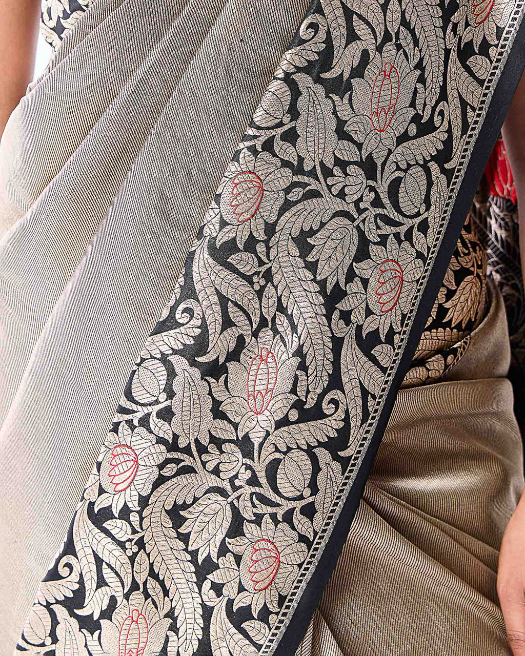 Black Banarasi Silk Saree - 095 of 105