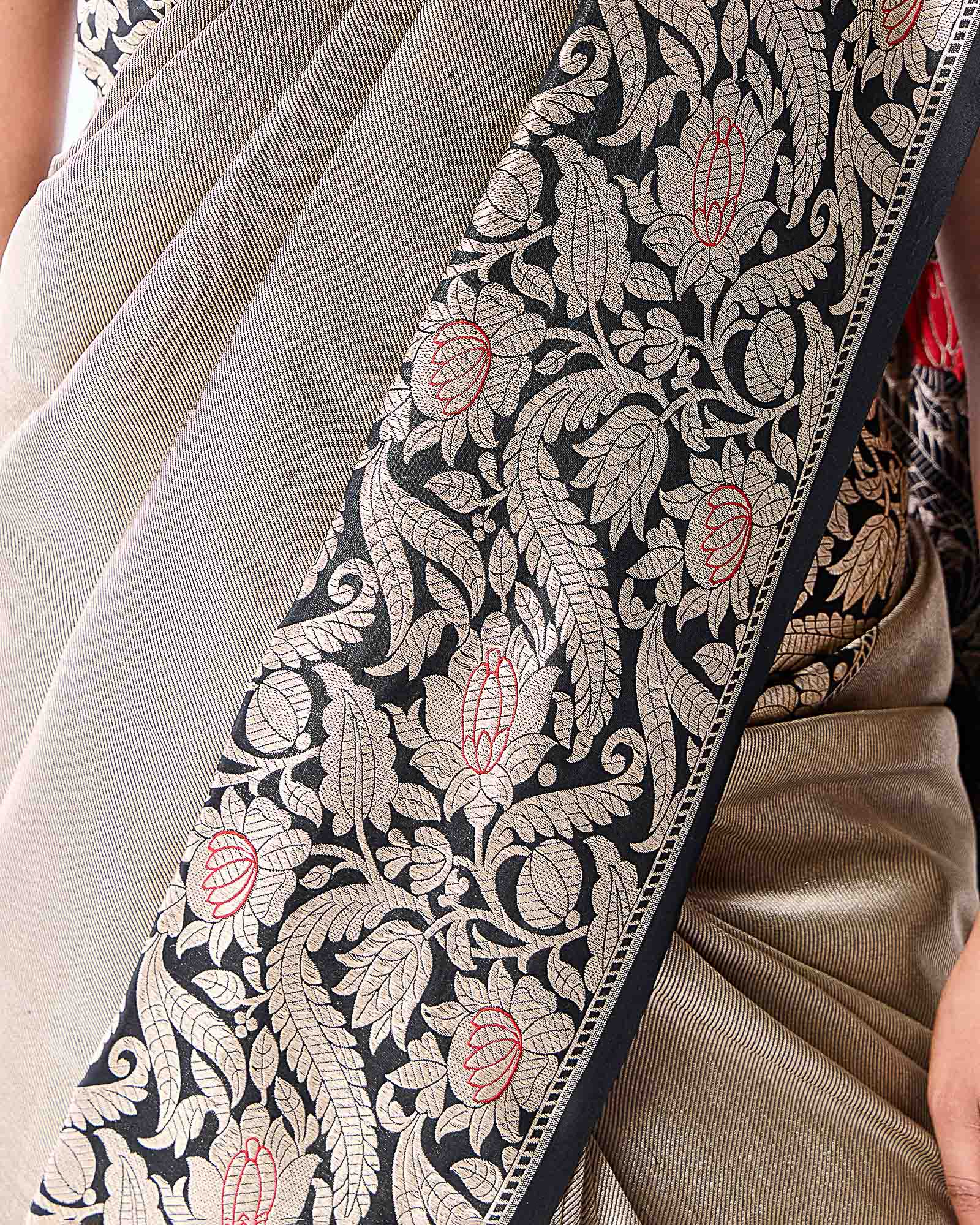 Black Banarasi Silk Saree - 095 of 105