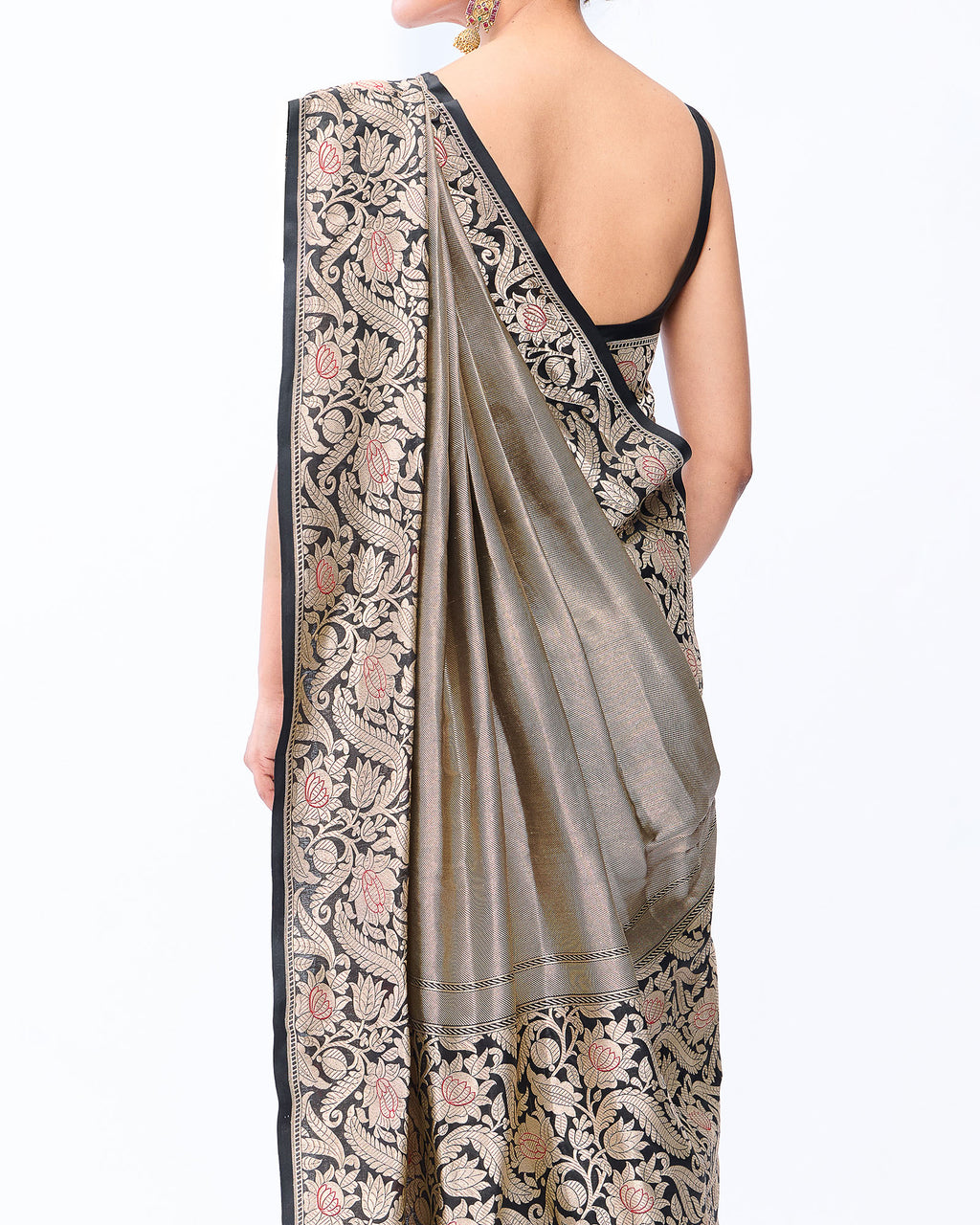 Black Banarasi Silk Saree - 095 of 105