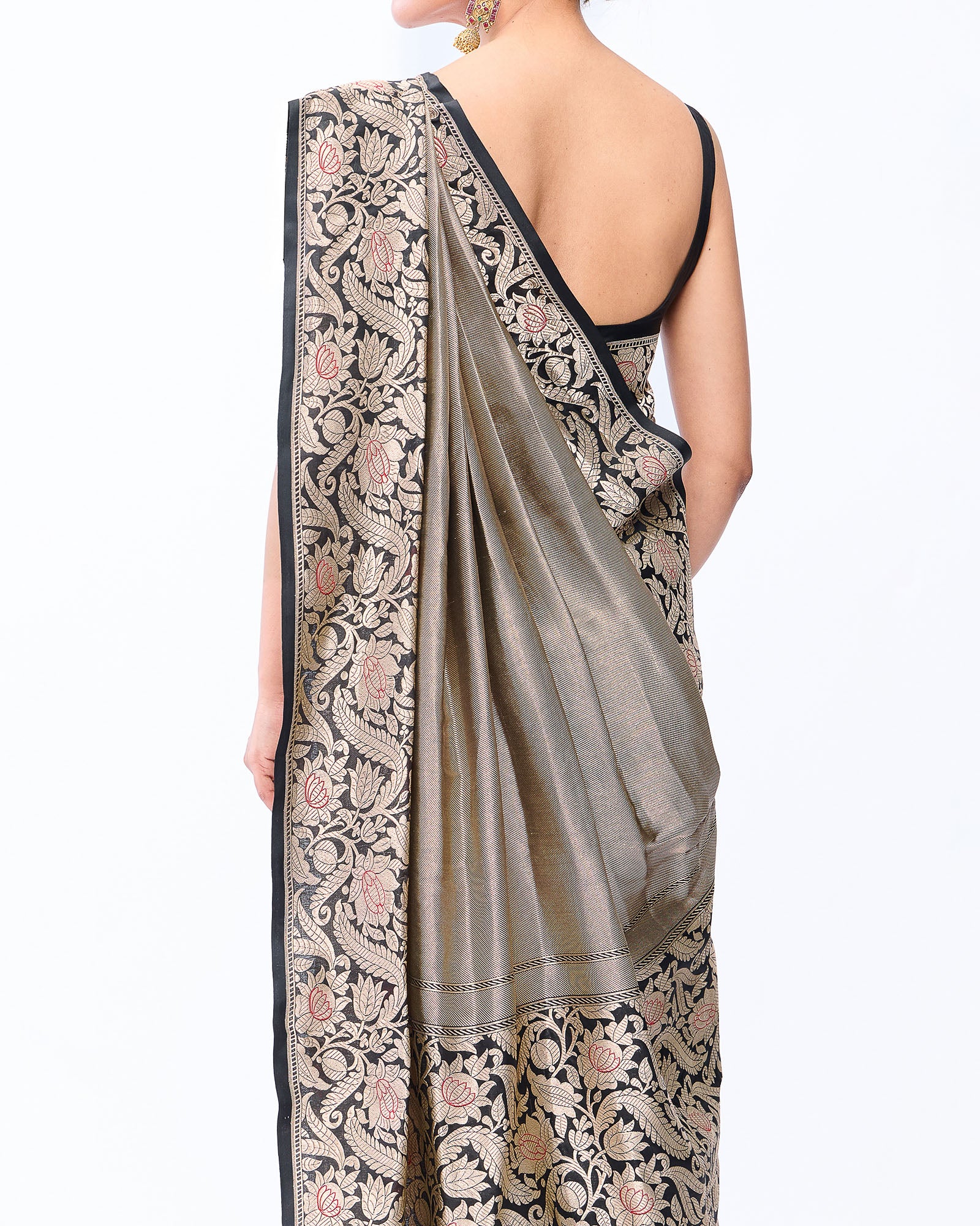Black Banarasi Silk Saree - 095 of 105