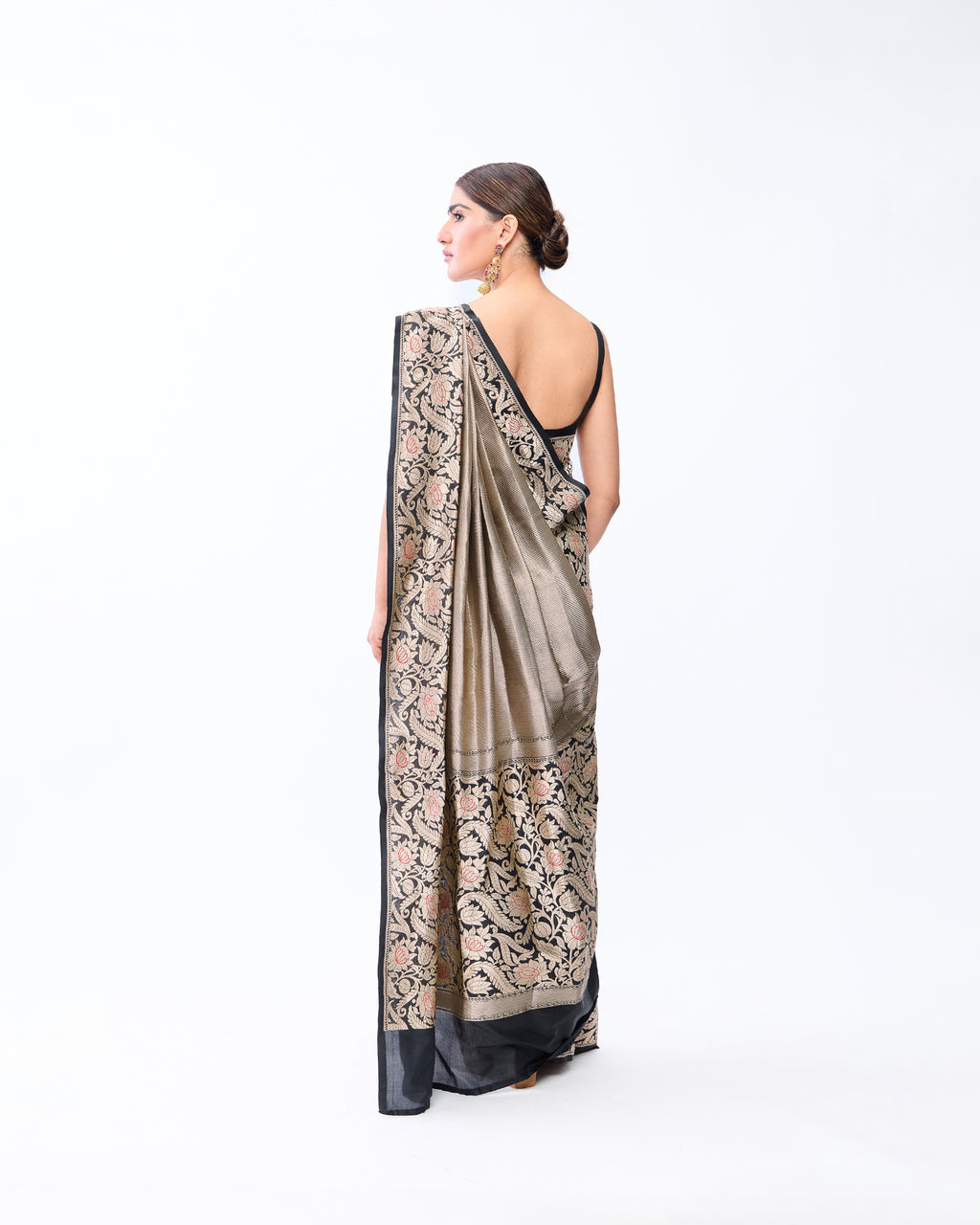 Black Banarasi Silk Saree - 095 of 105
