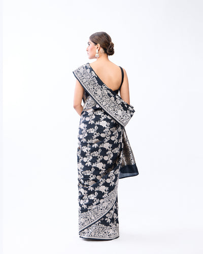 Black Banarasi Silk Saree