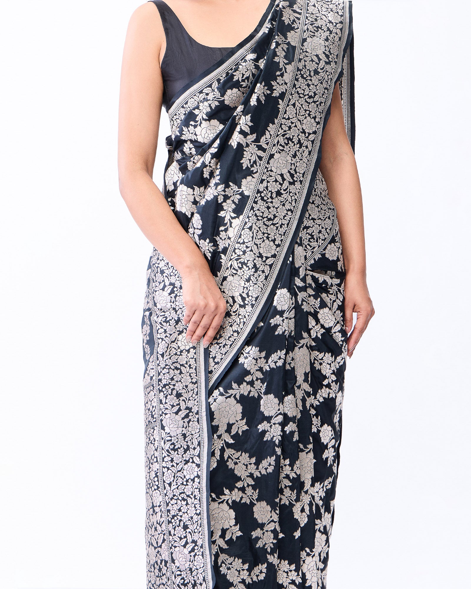 Black Banarasi Silk Saree