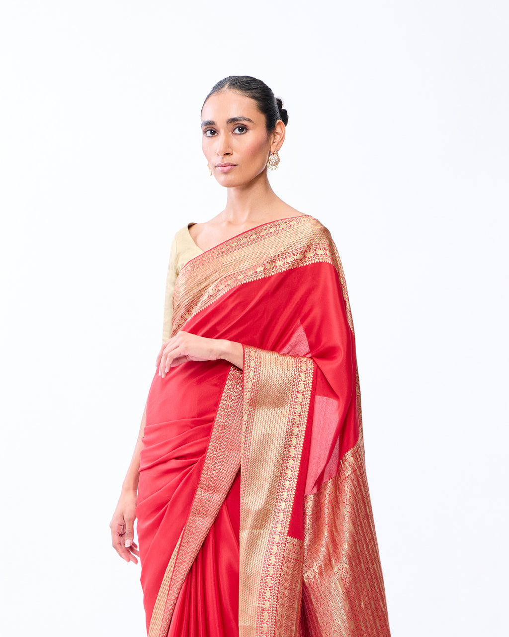Red Mysore Crepe Silk Saree