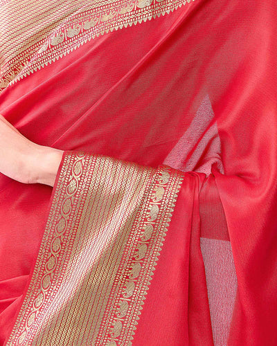 Red Mysore Crepe Silk Saree