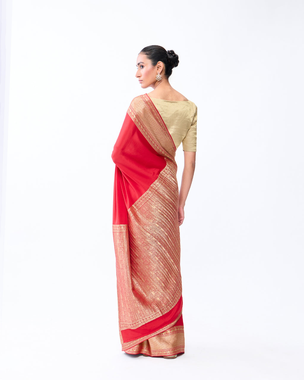 Red Mysore Crepe Silk Saree