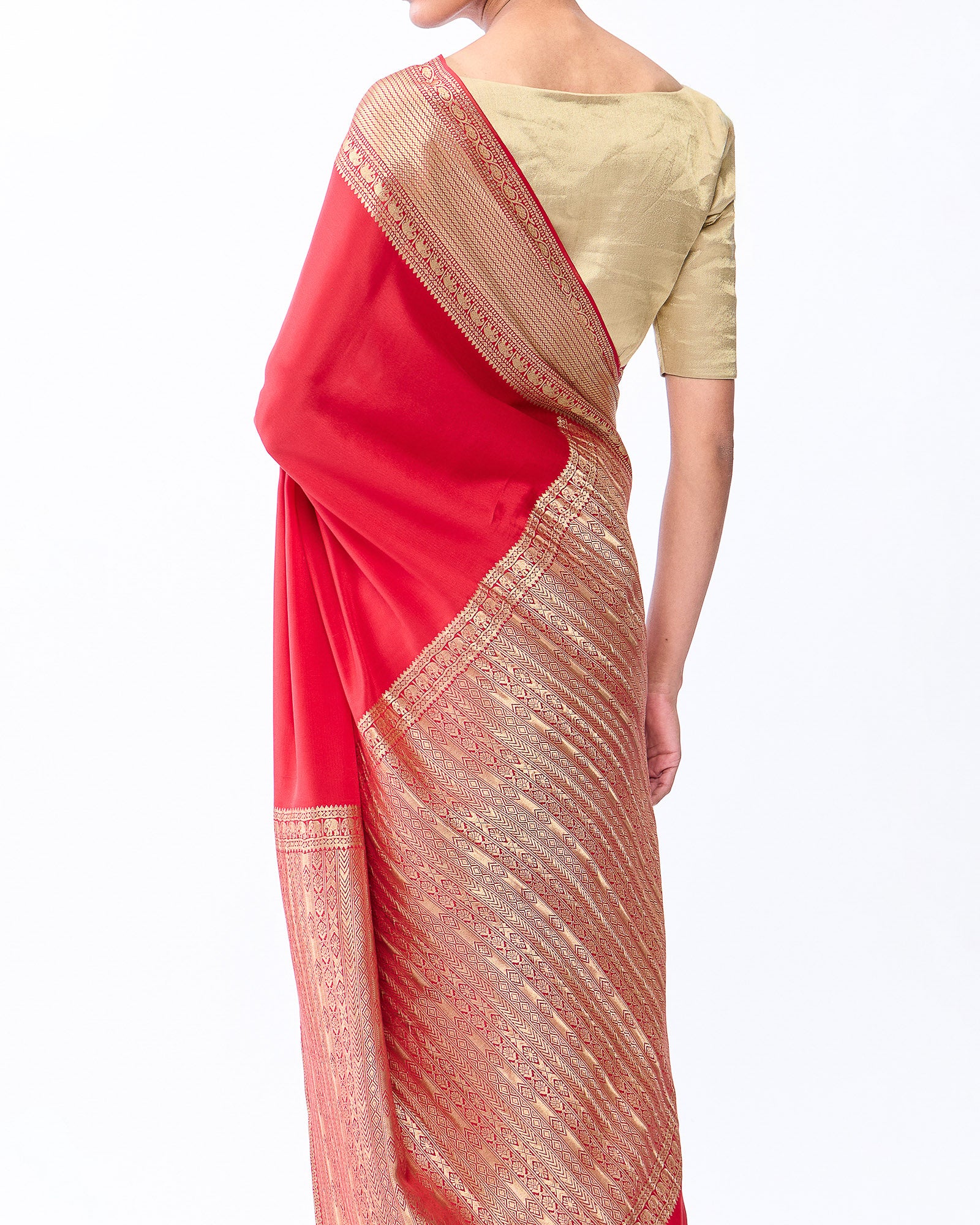 Red Mysore Crepe Silk Saree