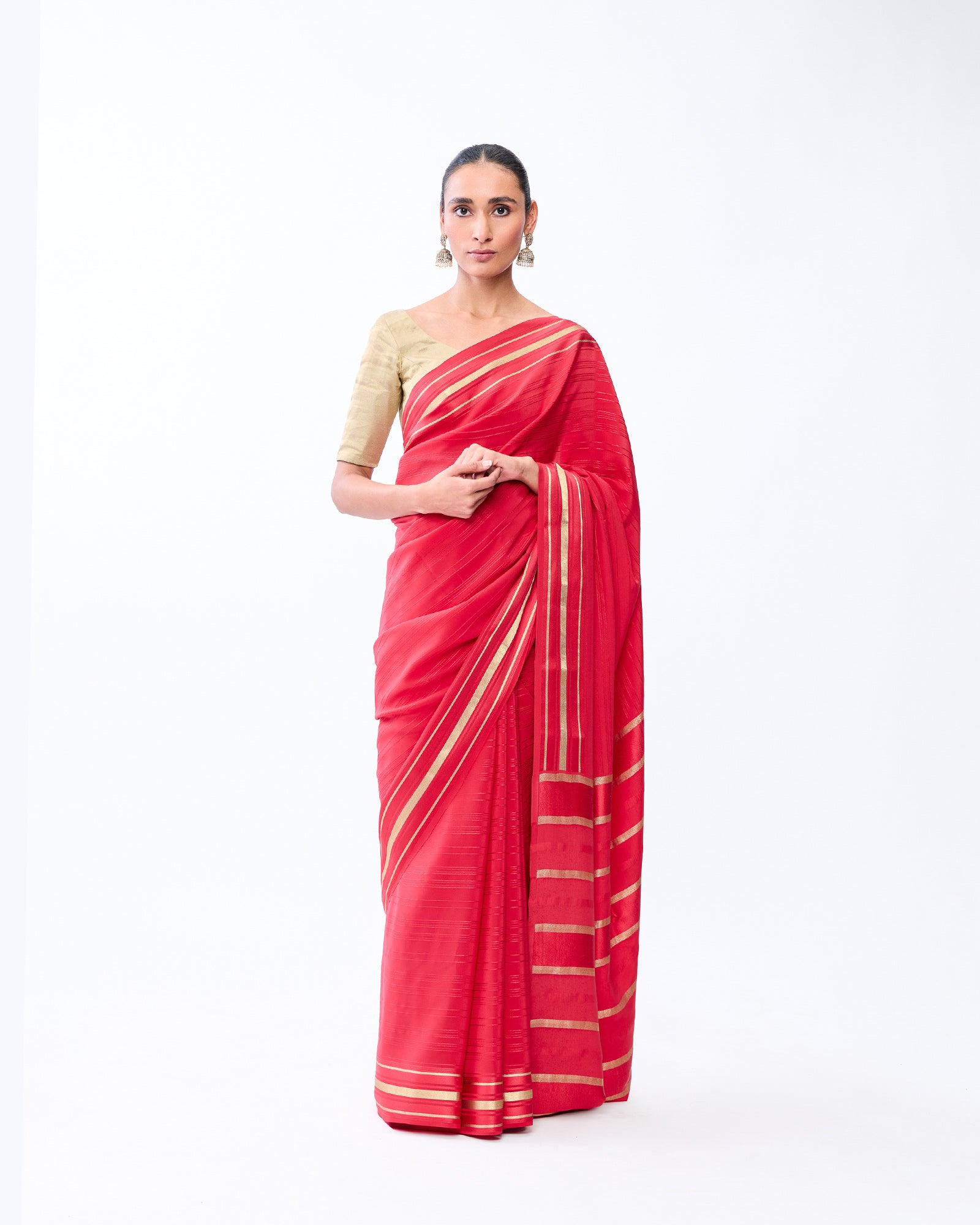 Red Mysore Crepe Silk Saree