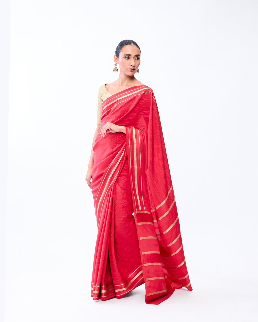 Red Mysore Crepe Silk Saree