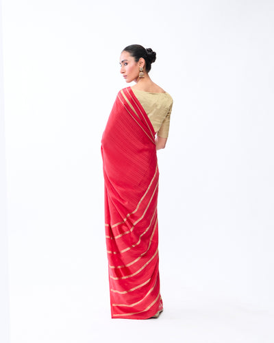 Red Mysore Crepe Silk Saree