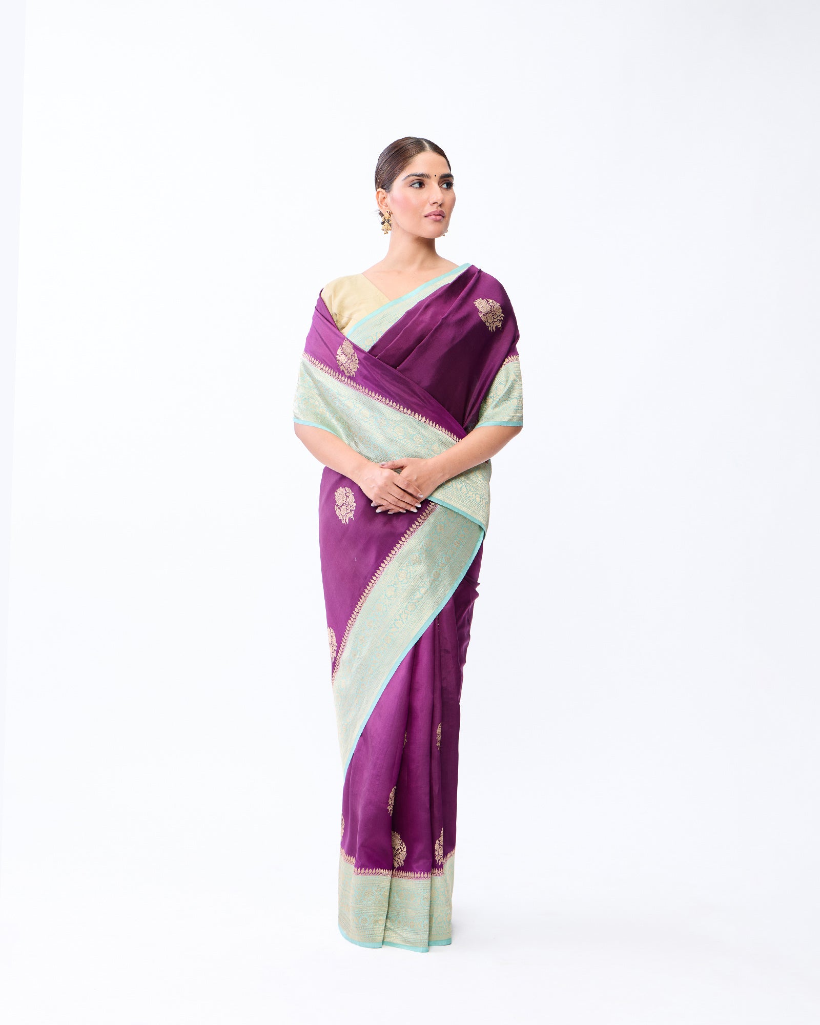 Purple Banarasi Poona Silk Saree
