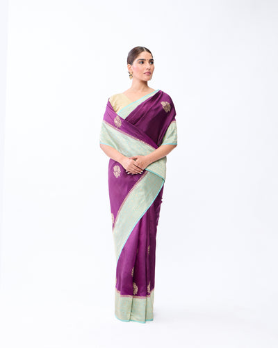 Purple Banarasi Poona Silk Saree