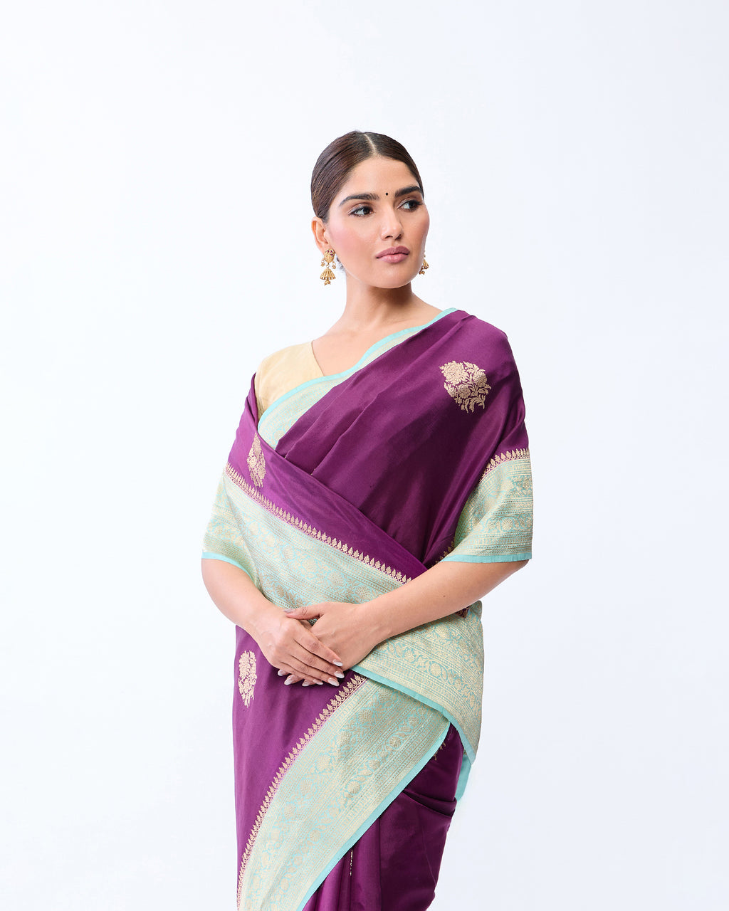 Purple Banarasi Poona Silk Saree