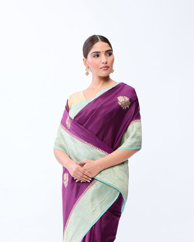 Purple Banarasi Poona Silk Saree
