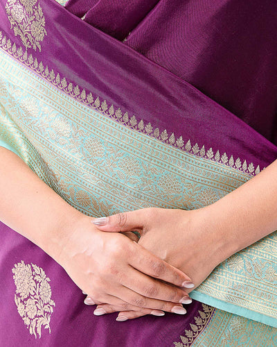 Purple Banarasi Poona Silk Saree