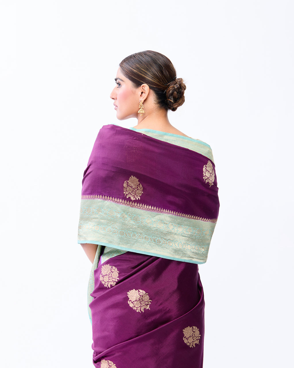 Purple Banarasi Poona Silk Saree