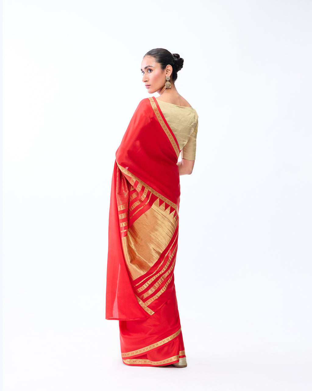 Orange Mysore Crepe Silk Saree