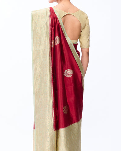 Maroon Banarasi Poona Silk Saree