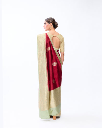 Maroon Banarasi Poona Silk Saree