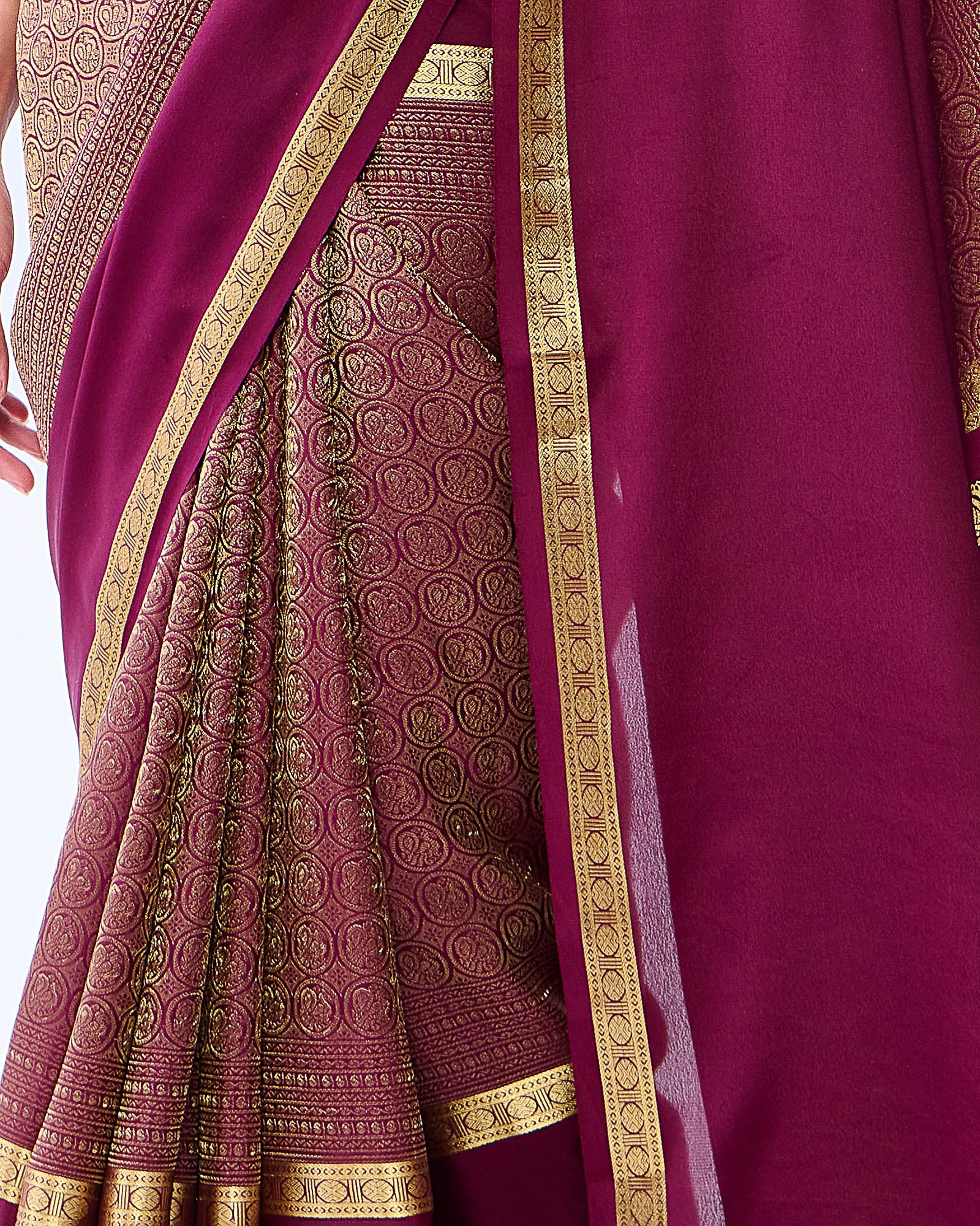 Burgundy Mysore Crepe Silk Saree - 013 of 105