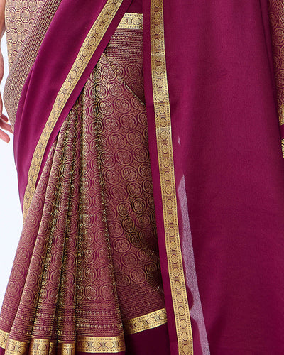 Burgundy Mysore Crepe Silk Saree - 013 of 105
