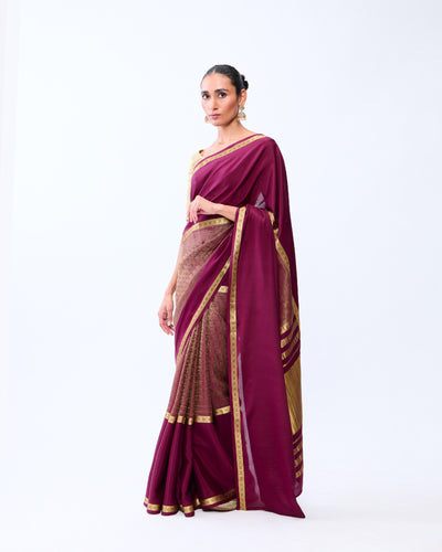 Burgundy Mysore Crepe Silk Saree - 013 of 105