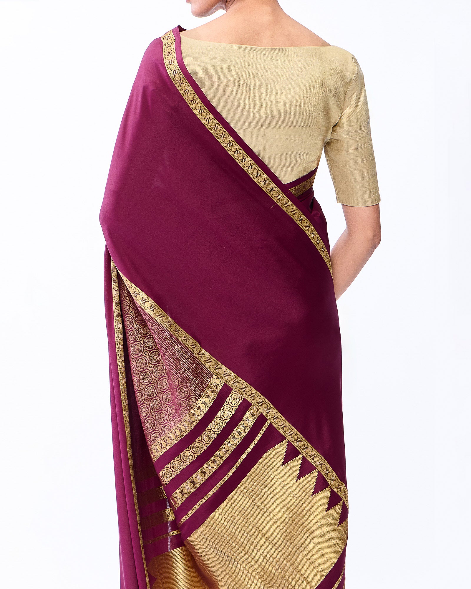 Burgundy Mysore Crepe Silk Saree - 013 of 105