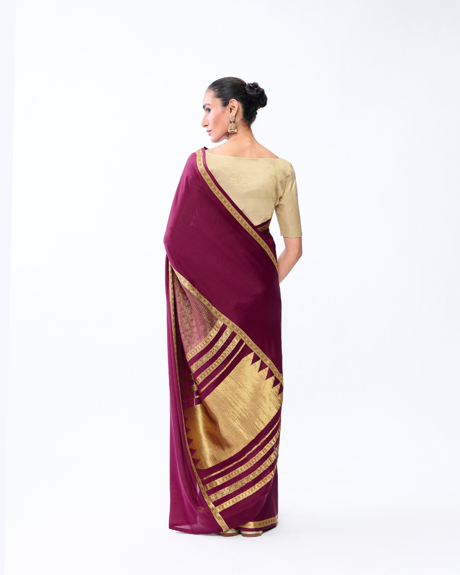 Burgundy Mysore Crepe Silk Saree - 013 of 105