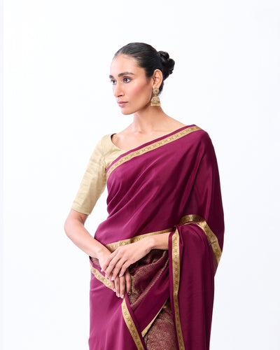 Burgundy Mysore Crepe Silk Saree - 013 of 105