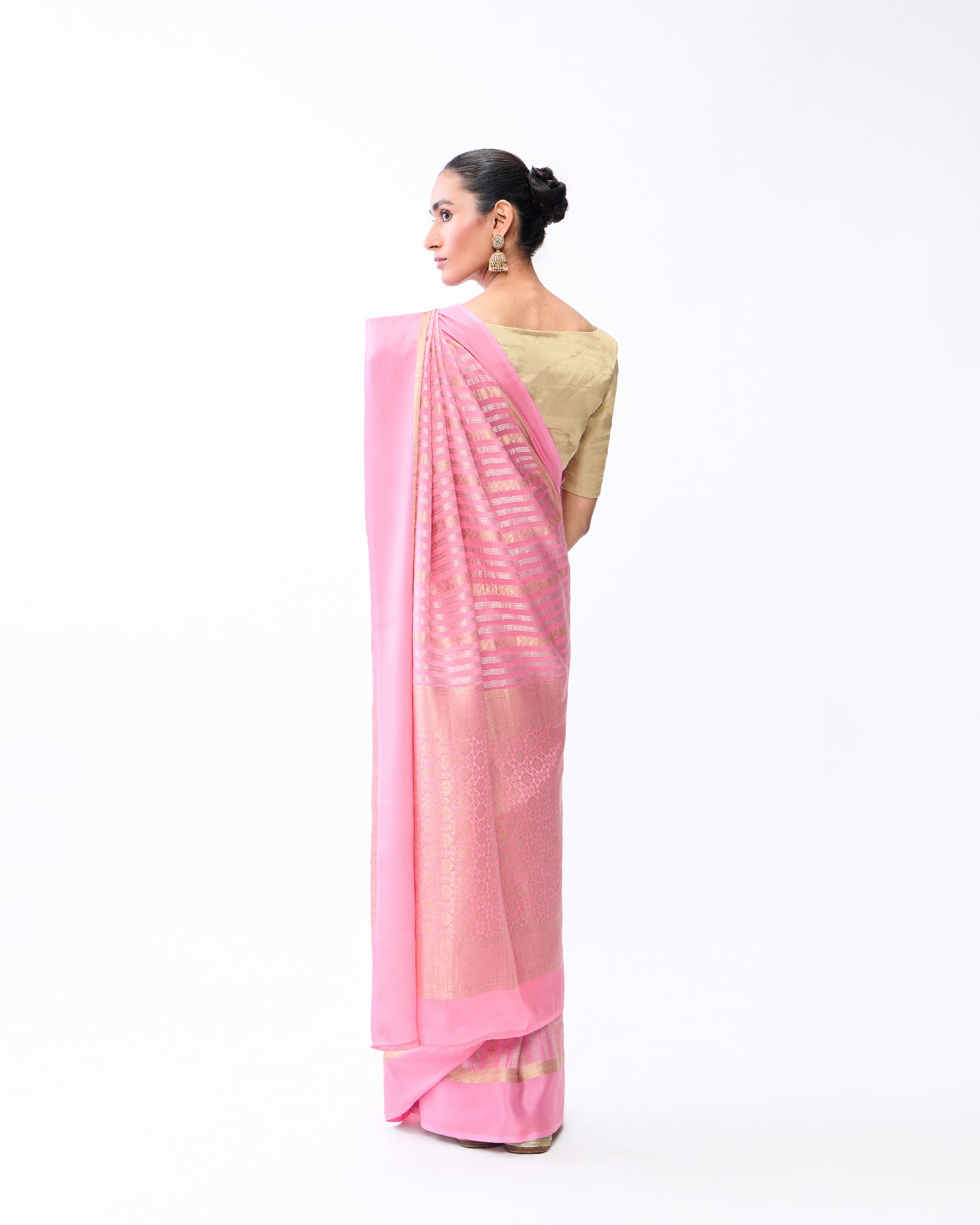 Pink Mysore Crepe Silk Saree