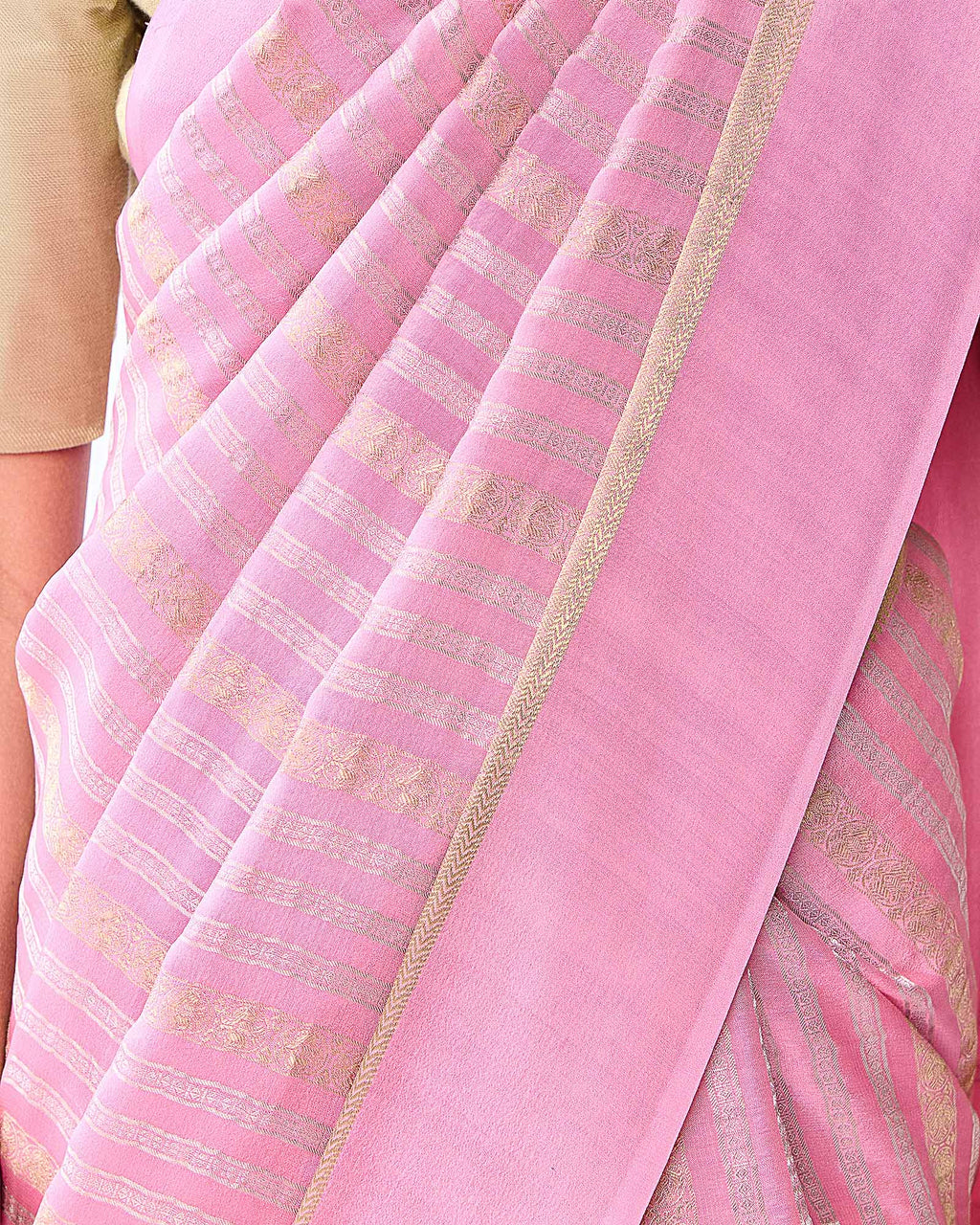 Pink Mysore Crepe Silk Saree