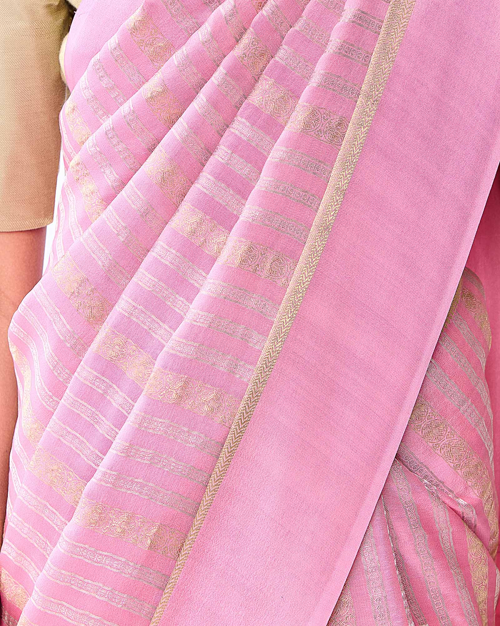 Pink Mysore Crepe Silk Saree