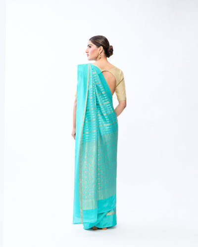 Blue Mysore Crepe Silk Saree