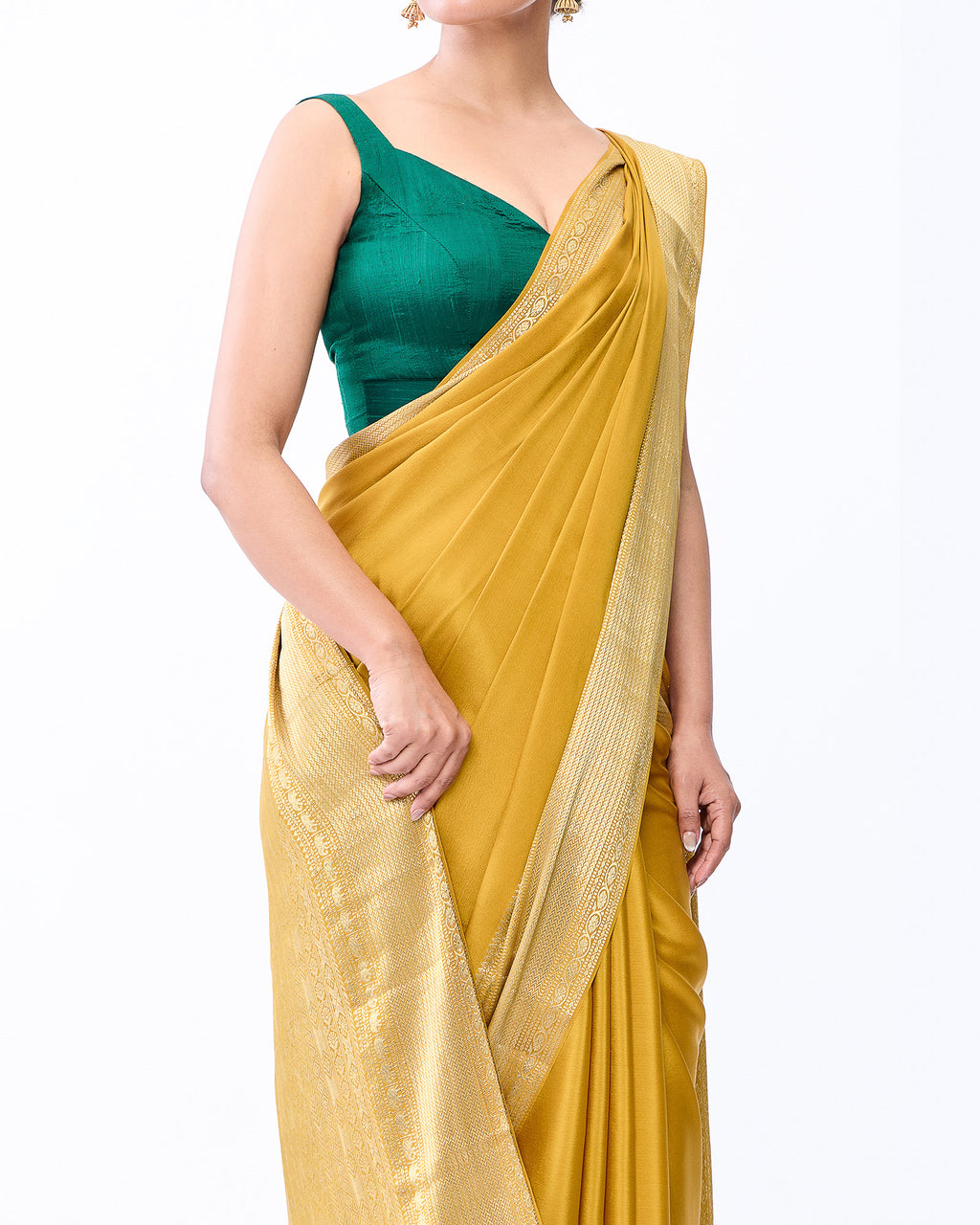 Yellow Mysore Crepe Silk Saree