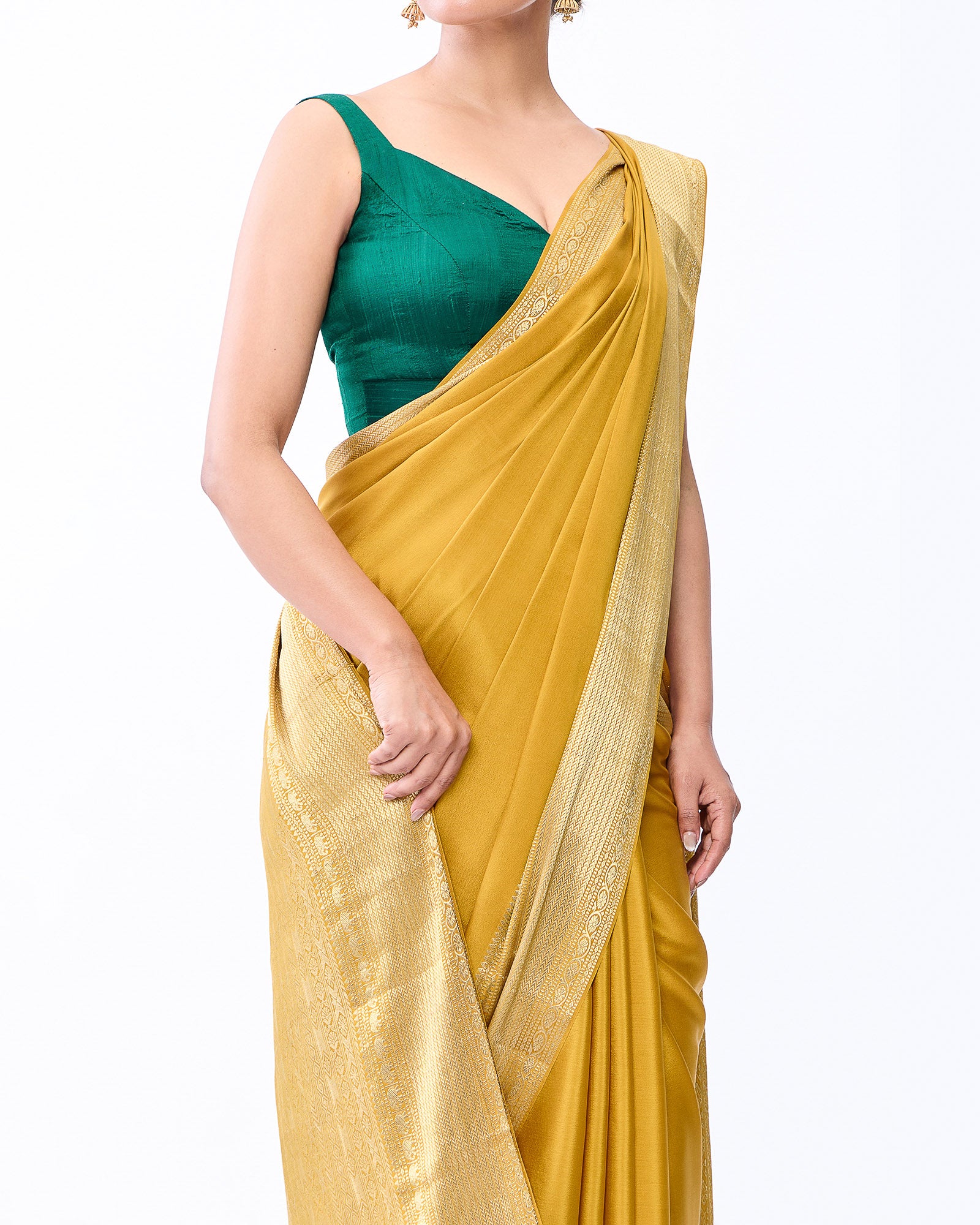 Yellow Mysore Crepe Silk Saree