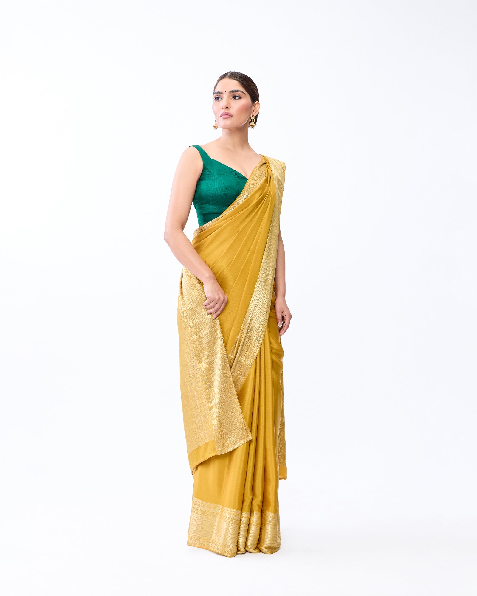 Yellow Mysore Crepe Silk Saree