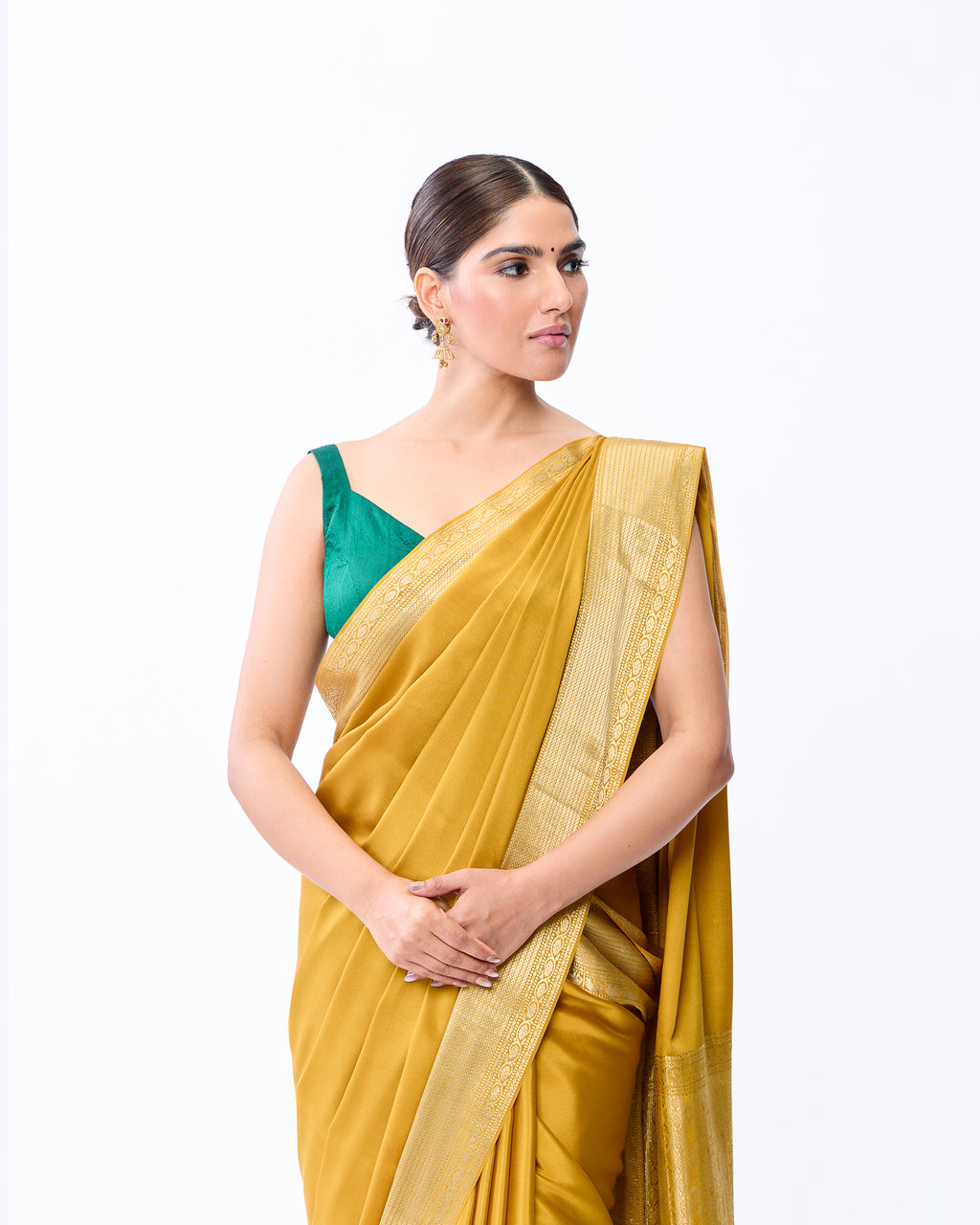 Yellow Mysore Crepe Silk Saree