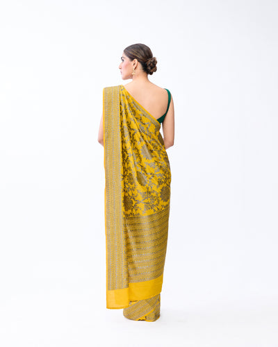 Yellow Banarasi Silk Saree