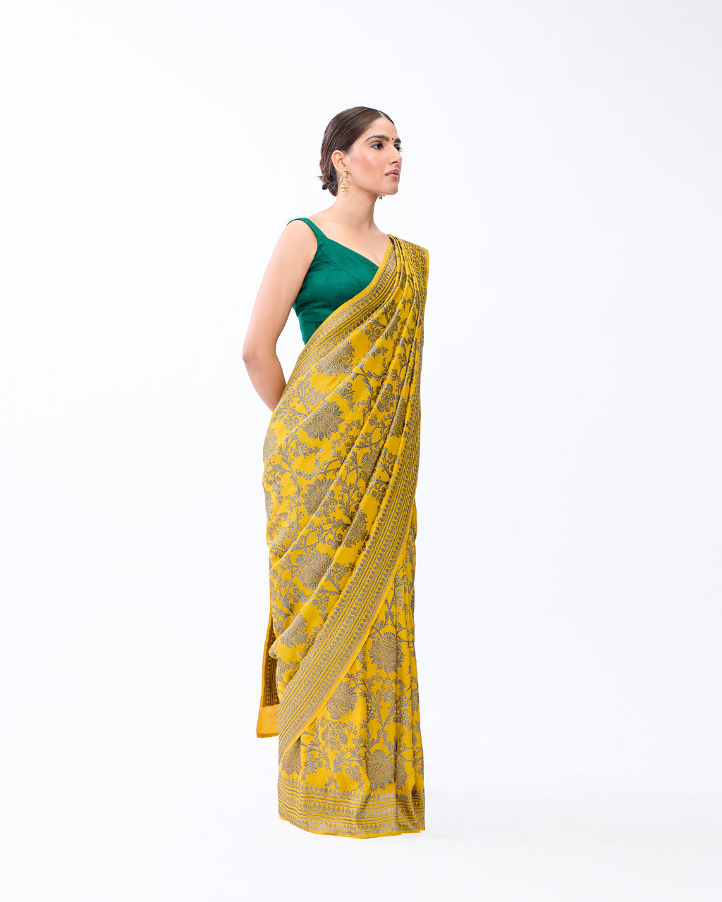Yellow Banarasi Silk Saree