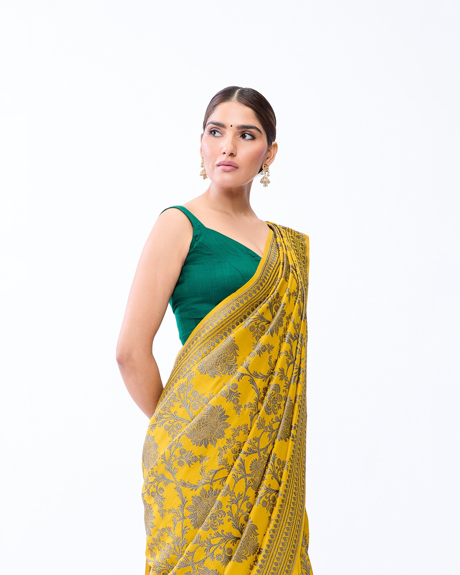 Yellow Banarasi Silk Saree