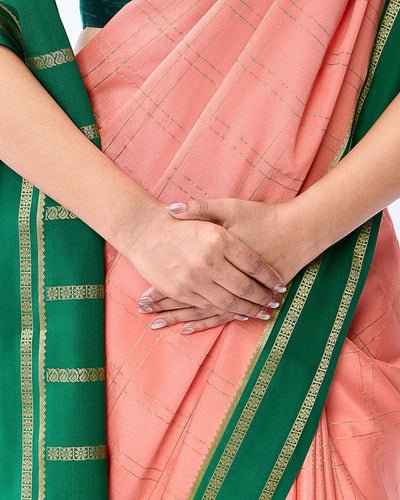 Coral Mysore Crepe Silk Saree