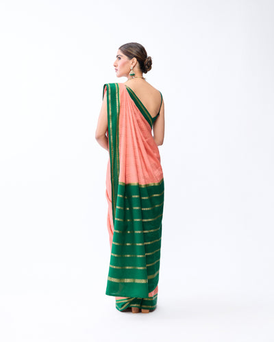 Coral Mysore Crepe Silk Saree
