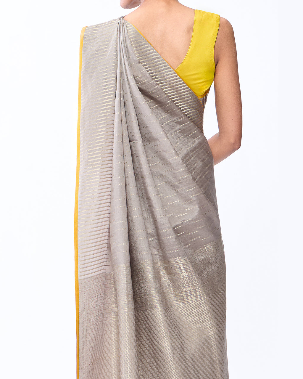 Grey Mysore Crepe Silk Saree