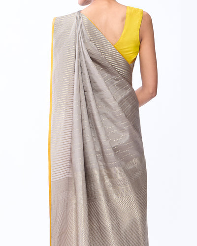 Grey Mysore Crepe Silk Saree