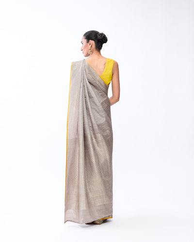 Grey Mysore Crepe Silk Saree