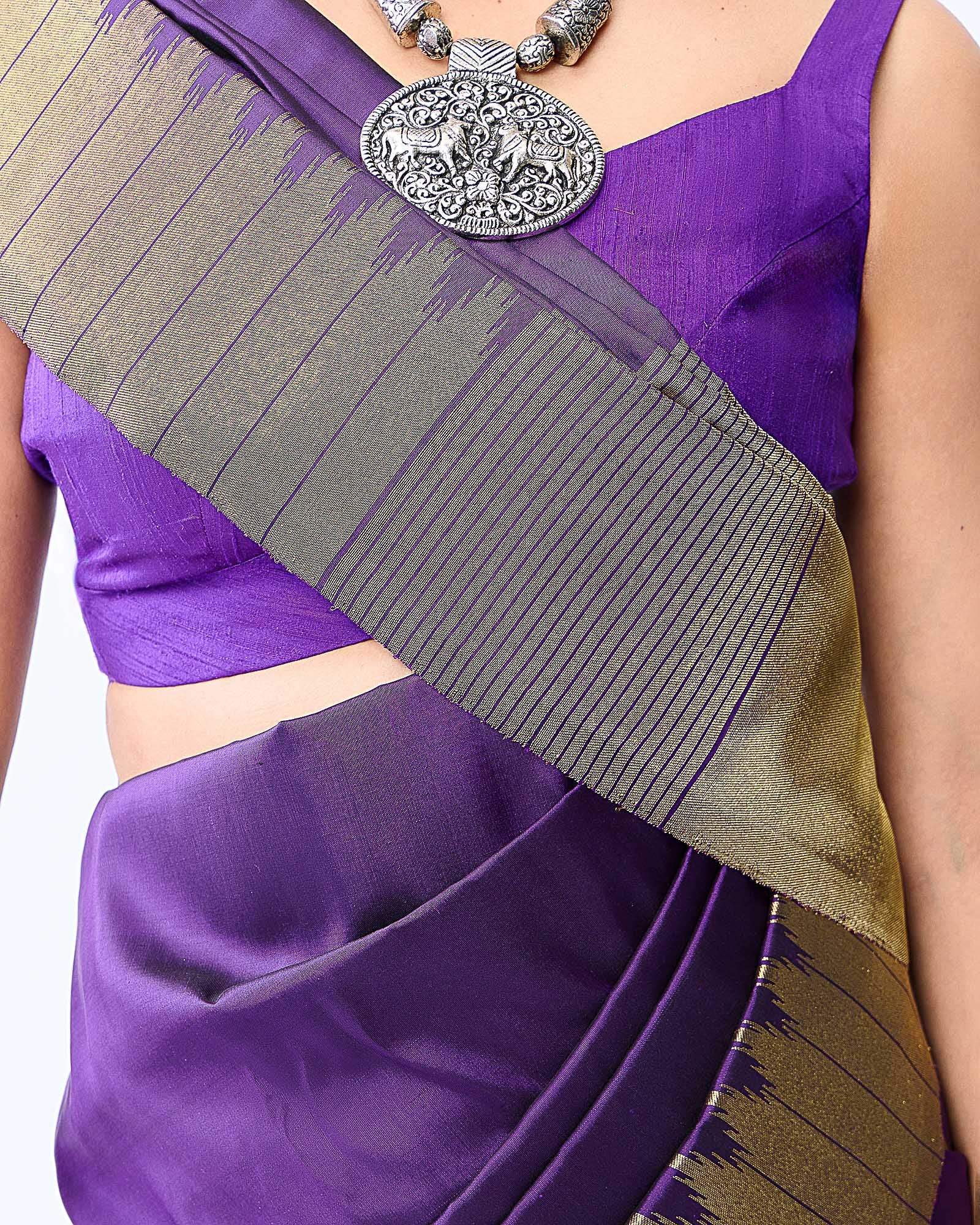 A Violet Kanchivaram Silk Saree