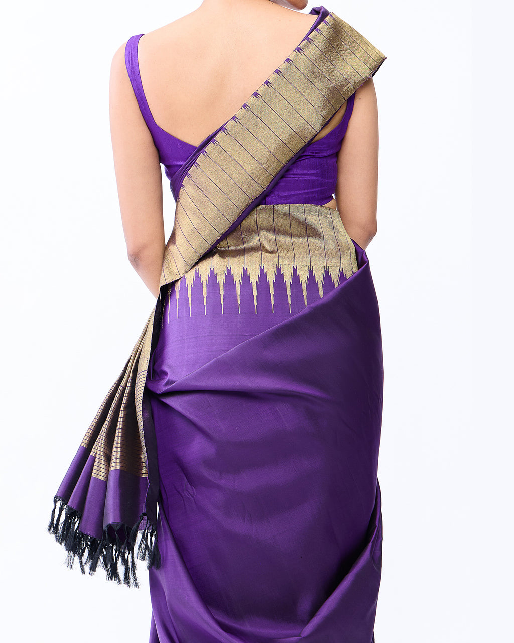 A Violet Kanchivaram Silk Saree