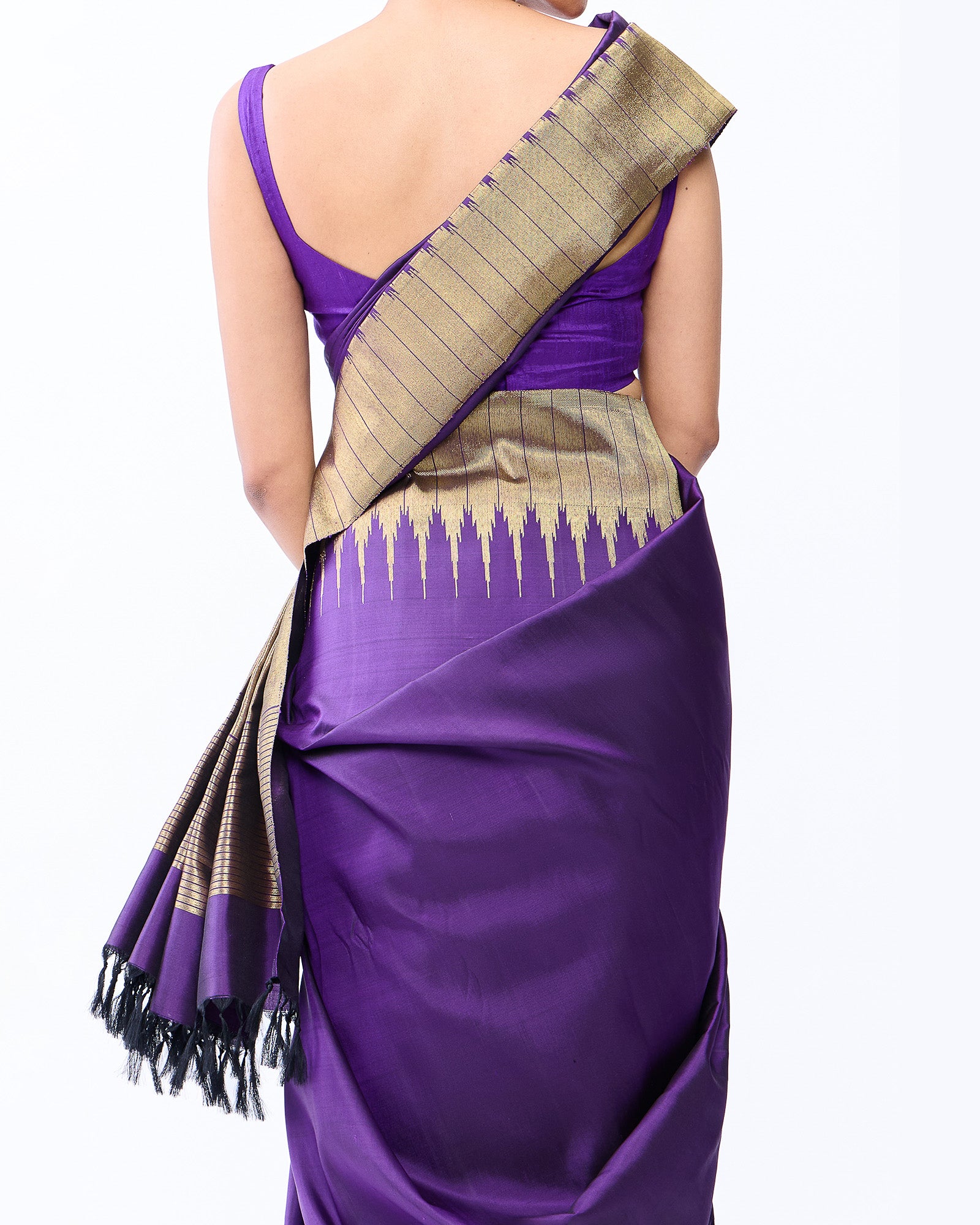 A Violet Kanchivaram Silk Saree