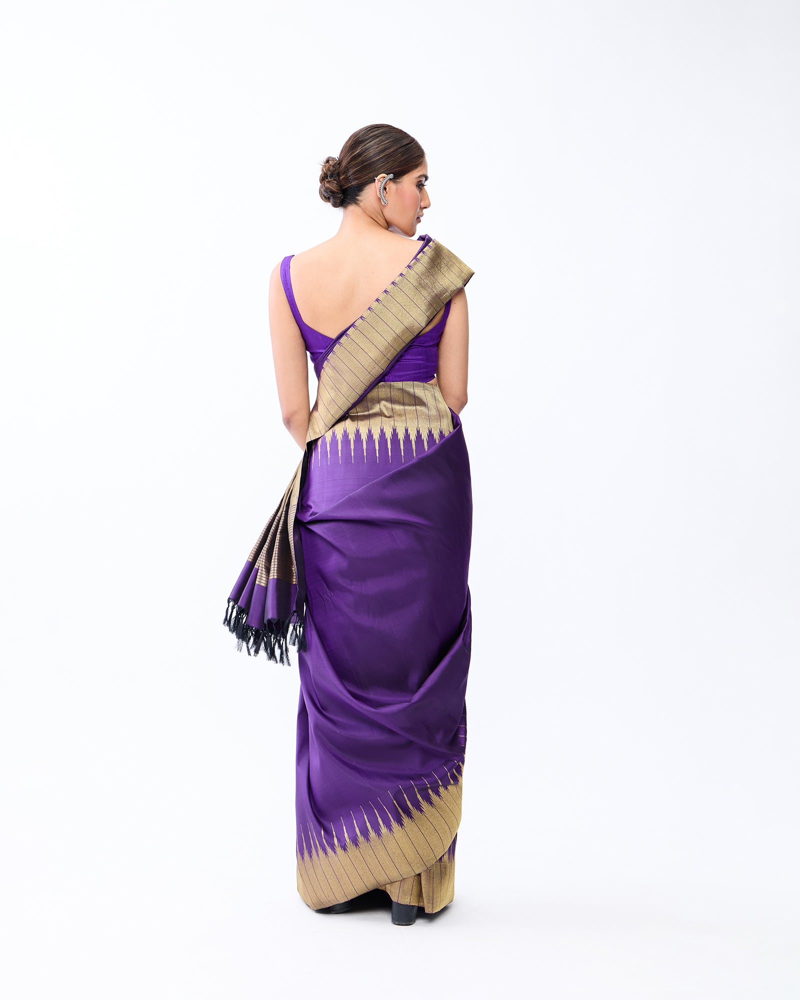 A Violet Kanchivaram Silk Saree