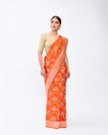 Orange Banarasi Silk Saree